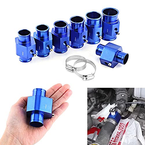 Qiilu Universal Adaptador del Sensor de temperatura de la manguera del tubo de la temperatura del agua del coche del metal Azul(28MM)