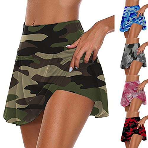 Qiribati Mujer De Camuflaje Activo Falda De Tenis Atlético Skorts Una Línea De Falda Plisada con Pantalones