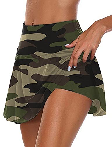 Qiribati Mujer De Camuflaje Activo Falda De Tenis Atlético Skorts Una Línea De Falda Plisada con Pantalones