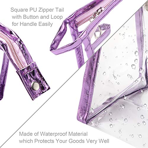 Qkurt 5 paquetes de bolsa de cosméticos transparente impermeable con cremallera, bolsa de maquillaje de PVC transparente portátil para vacaciones, viajes, baño, bolsas transparentes prácticas de moda