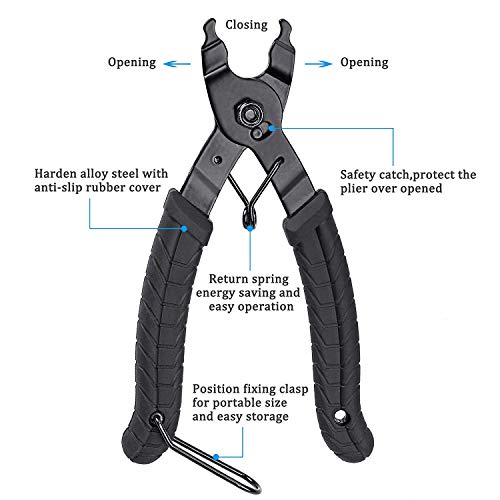 QKURT Herramienta de la Cadena de Bicicletas + Divisor de Interruptor de Cadena+ 6 Pares Bicicleta Que Falta Enlace, Kit de Herramientas de reparación de Cadenas de Bicicleta Profesional