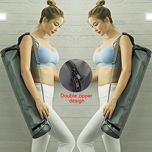 QOTSTEOS - Bolsa para esterilla de yoga, mochila para esterilla de yoga, tela Oxford, impermeable y ligera, bolsa de deporte con correa ajustable, para deportistas, hombres y mujeres, color gris