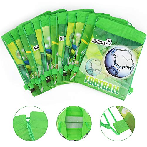 Qpout Bolsas de fútbol 12 Piezas Bolsas con cordón Mochila de fútbol Niños Fiesta de cumpleaños Favores Suministros Bolsas de Regalos para niños Niñas Niños pequeños