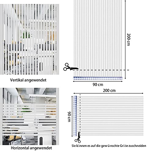 Qualsen Vinilo Cristal Ventana No Se Adhiere Vinilo Ventana Privacidad Decorativas Rayas Esmeriladas Vinilos para Ventanas la Oficina Salón Cocina (90 x 200 cm, Raya Mediana)