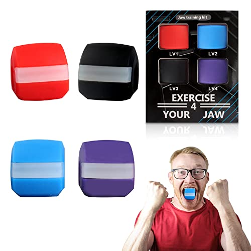 Quesuc Facial Fitness Ball,Ejercitador Mentón Masticable, Mandíbula Entrenamiento Equipo, Jaw Exerciser Ejercicios Pelota, Cara Cuello Entrenador, Bola Ejercitador Papada (Cuatro Colores)