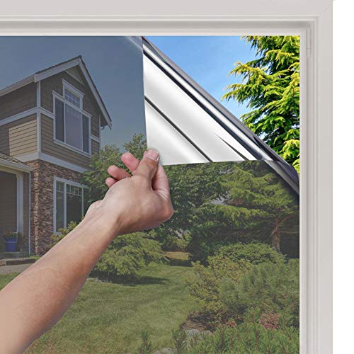 rabbitgoo Vinilos Espejo para Ventanas Unidireccional Lámina Electricidad Estatica Protector Solar Privacidad Vinilo Ventana Deorativos Adhesiva Anti 85% Calor y 99% UV para Hogar Oficina 44.5x200cm