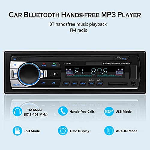 Radio Coche Bluetooth, Andven Manos Libres Radios para Coche Apoyo FM Función, Autoradio Estéreo con USB / SD / AUX / Control Remoto