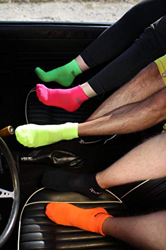 Rainbow Socks - Hombre Mujer Calcetines de Deporte Neon - 2 Pares - Naranja Verde - Talla UE 44-46