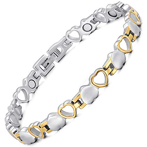 Rainso Pulsera para mujer, pulsera magnética de titanio puro, pulsera magnética elegante para mujer, alivio del dolor de artritis, en caja de regalo negra