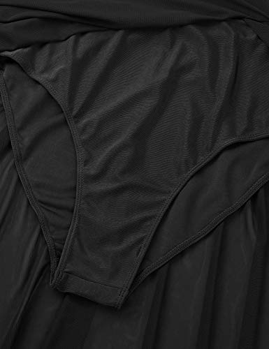 ranrann Asimétrico Vestido de Ballet Encaje para Mujer Maillot Danza Clásica con Falda Una Manga Vestido de Baile Lírico Contemporánea Dancewear Negro Large