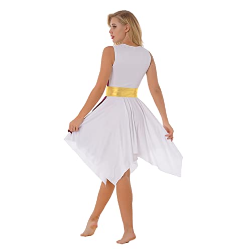 ranrann Vestido de Danza Ballet para Mujer Irregular Vestido Largo de Baile Lírica Contemporánea Traje Baile de Salón Latino Tango Dancewear Borgoña L