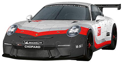 Ravensburger - Puzzle 3D, Puzzle 3D Porsche 911 GT3 Cup, Edad Recomendada 10+, 108 piezas de puzle de plástico numeradas + 28 accesorios + instrucciones - Dimensiones: 8,00 cm x 25,10 cm x 11,10 cm