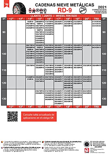 RD9 - Cadenas de nieve metálicas RD9 mm talla Nº 100