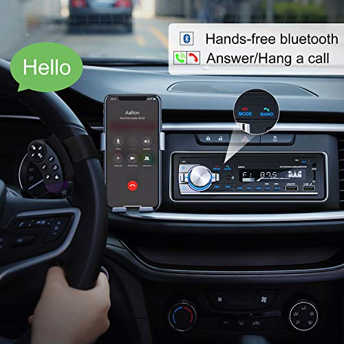 RDS Autoradio Bluetooth Manos Libres Radios de Coche por Plástico y Aleación de Aluminio, Lifelf Radio Estéreo 4 x 65 W 1 DIN con Reproductor de MP3, Control Remoto WMA FM, Dos Puertos USB