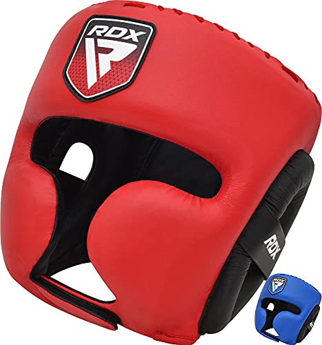 RDX Cascos Boxeo Helmet MMA para Entrenamiento y Muay Thai, Maya Hide Leather Adjustable Apex Pro Head Guard, Sparring, Artes Marciales Kickboxing Karate Zero Impact Helmet