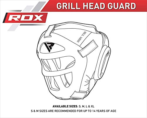 RDX Cascos Boxeo MMA Kick Boxing Entrenamiento, Maya Hide Cuero Headgear con Rejilla Facial Extraíble, Profesional Casco Protector para Muay Thai Sparring Grappling Taekwondo Karate, Hombre Mujere