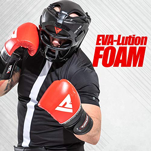 RDX Cascos Boxeo MMA Kick Boxing Entrenamiento, Maya Hide Cuero Headgear con Rejilla Facial Extraíble, Profesional Casco Protector para Muay Thai Sparring Grappling Taekwondo Karate, Hombre Mujere