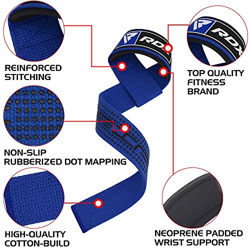 RDX Correas Levantamiento de Pesas, 5MM Neopreno Soporte de Muñeca Acolchado, Muñequeras Agarres Gel Straps, Powerlifting Fitness Peso Culturismo Gimnasio Deportivas Gym Agarraderas, Mujeres Hombres