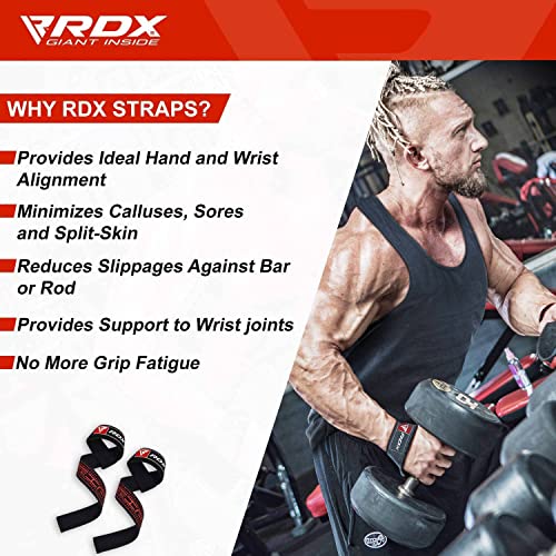 RDX Correas Levantamiento de Pesas, 5MM Neopreno Soporte de Muñeca Acolchado, Muñequeras Agarres Gel Straps, Powerlifting Fitness Peso Culturismo Gimnasio Deportivas Gym Agarraderas, Mujeres Hombres