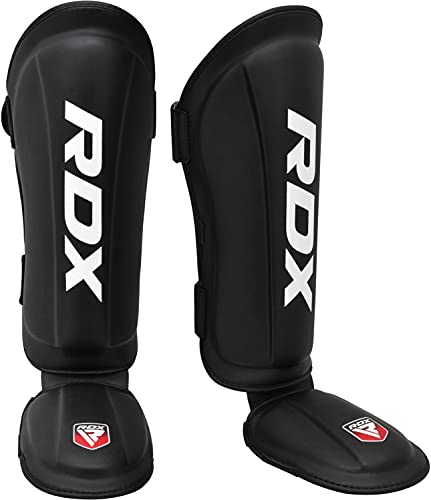 RDX Espinilleras Kick Boxing Muay Thai, Aprobado por SMMAF, Maya Hide Cuero Espinilla Empeine Protección, MMA Shin Pierna Guardia para Artes Marciales Sparring Boxeo BJJ Kárate Entrenamiento Protector