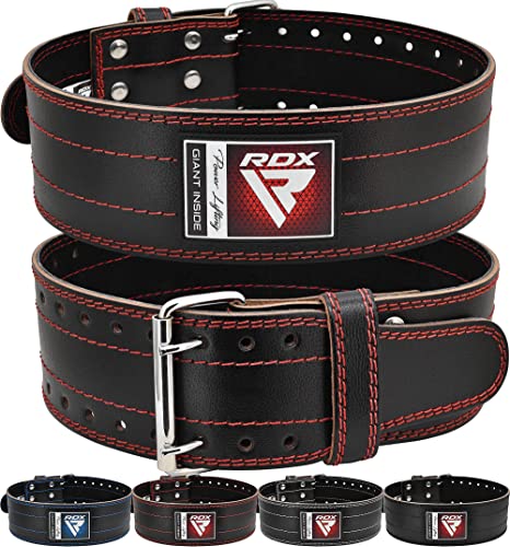 RDX Gimnasio Cinturon Musculacion Power Lifting Entrenamiento, 6mm Cowhide Cuero Lumbar Doble Hebilla Peso Levantamiento Cinturón para Gym Fitness Halterofilia Ejercicio De Físico Deadlifts