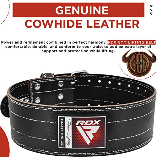 RDX Gimnasio Cinturon Musculacion Power Lifting Entrenamiento, 6mm Cowhide Cuero Lumbar Doble Hebilla Peso Levantamiento Cinturón para Gym Fitness Halterofilia Ejercicio De Físico Deadlifts