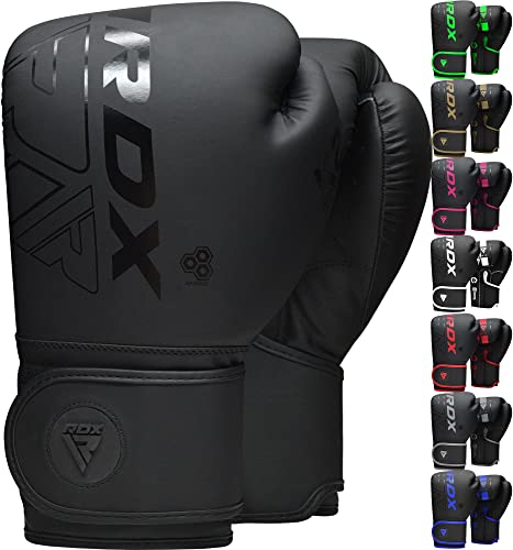 RDX Guantes de Boxeo Muay Thai Entrenamiento, Maya Hide Cuero, Kara Boxing Gloves para Sparring Kickboxing Artes Marciales Saco Manoplas de Boxeo MMA Fight Training, Hombres Mujeres, 8 10 12 14 16oz