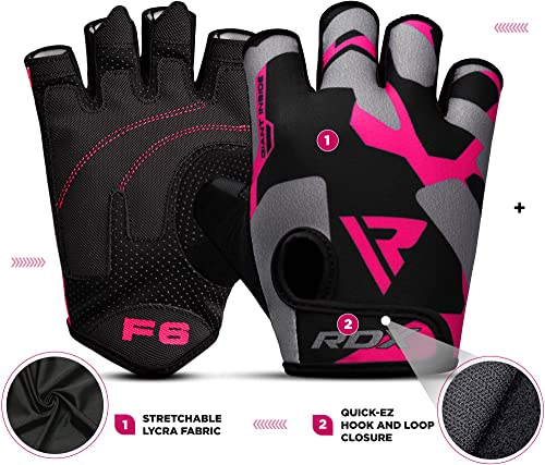 RDX Guantes Gimnasio Levantamiento de Pesas, Antideslizante Acolchado Agarre Protección, Respirable Fitness Gym Gloves para Powerlifting Musculación Culturismo Workout Entrenamiento, Hombre Mujere