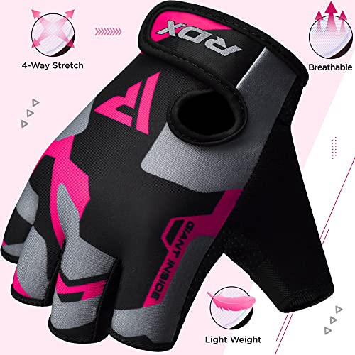 RDX Guantes Gimnasio Levantamiento de Pesas, Antideslizante Acolchado Agarre Protección, Respirable Fitness Gym Gloves para Powerlifting Musculación Culturismo Workout Entrenamiento, Hombre Mujere