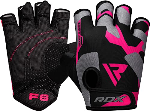 RDX Guantes Gimnasio Levantamiento de Pesas, Antideslizante Acolchado Agarre Protección, Respirable Fitness Gym Gloves para Powerlifting Musculación Culturismo Workout Entrenamiento, Hombre Mujere