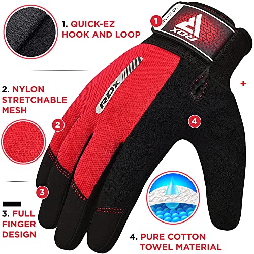 RDX Guantes Gimnasio Musculacion Entrenamiento Gym, Antideslizante Levantamiento de Pesas Musculación Palma Acolchada Gel Antideslizante Transpirable Pantalla Táctil Equipo de Fitness en Casa