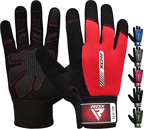 RDX Guantes Gimnasio Musculacion Entrenamiento Gym, Antideslizante Levantamiento de Pesas Musculación Palma Acolchada Gel Antideslizante Transpirable Pantalla Táctil Equipo de Fitness en Casa