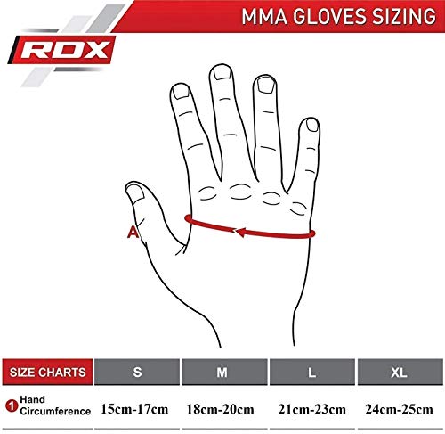 RDX Guantes MMA Artes Marciales Entrenamiento, Precurvado Maya Hide Cuero Grappling Guantillas, Kara Ventilada Palma Gloves, Muay Thai Kick Boxing Sparring Saco de Boxeo Lucha Libre Combate Training