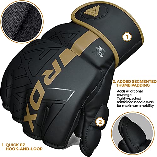 RDX Guantes MMA Artes Marciales Entrenamiento, Precurvado Maya Hide Cuero Grappling Guantillas, Kara Ventilada Palma Gloves, Muay Thai Kick Boxing Sparring Saco de Boxeo Lucha Libre Combate Training