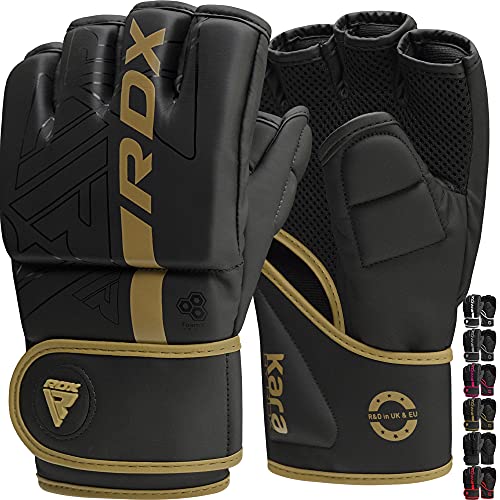 RDX Guantes MMA Artes Marciales Entrenamiento, Precurvado Maya Hide Cuero Grappling Guantillas, Kara Ventilada Palma Gloves, Muay Thai Kick Boxing Sparring Saco de Boxeo Lucha Libre Combate Training