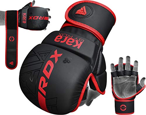 RDX Guantes MMA para Artes Marciales Grappling Entrenamiento, Maya Hide Cuero Kara Sparring Guantillas Lucha Muay Thai Kickboxing Krav Maga y Combate Training