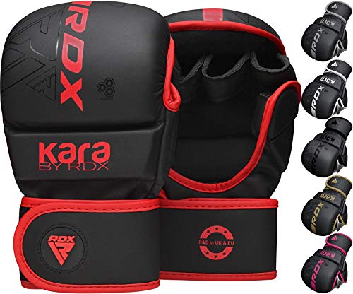 RDX Guantes MMA para Artes Marciales Grappling Entrenamiento, Maya Hide Cuero Kara Sparring Guantillas Lucha Muay Thai Kickboxing Krav Maga y Combate Training