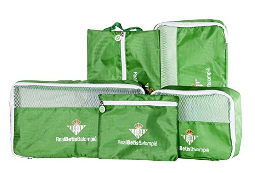 Real Betis Balompié Balompié Organizador de Equipaje - Producto Oficial del Equipo, con 5 Piezas Diferentes y Fabricado en Nylon muy Ligero para No Añadir Peso a la Maleta