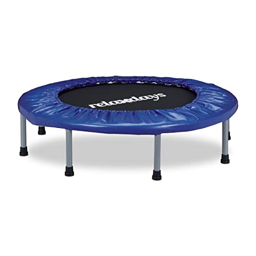 Relaxdays Cama Elástica Fitness Plegable para Interior, Metal-Nailon-Poliéster, Azul-Negro, 22 x 95 x 95 cm, Adultos Unisex