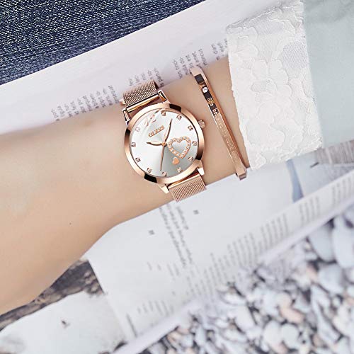 Reloj de Mujer Acero Inoxidable Impermeable Analogico Cuarzo Reloj Regalo Cumpleaños Mujer