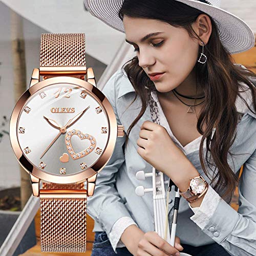 Reloj de Mujer Acero Inoxidable Impermeable Analogico Cuarzo Reloj Regalo Cumpleaños Mujer