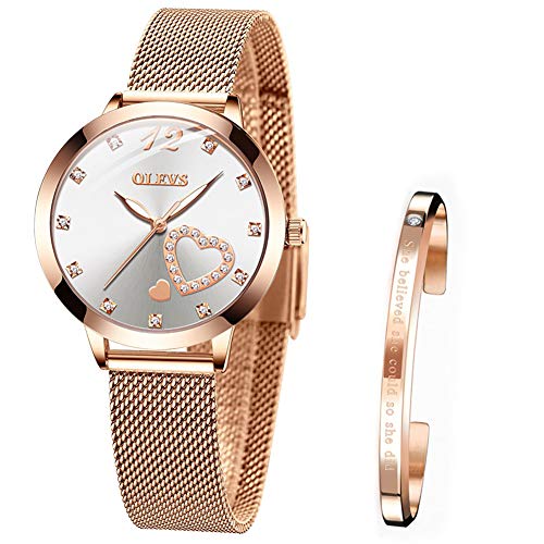 Reloj de Mujer Acero Inoxidable Impermeable Analogico Cuarzo Reloj Regalo Cumpleaños Mujer