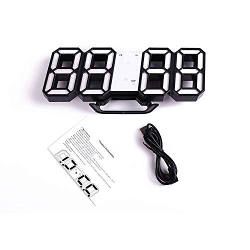 Reloj Despertador Digital 3D LED, 3D LED Reloj digital de Pared, Reloj de Pared electrónico LED, Luz Nocturna Regulable, para Pared/Escritorio/hogar/Sala de Estar