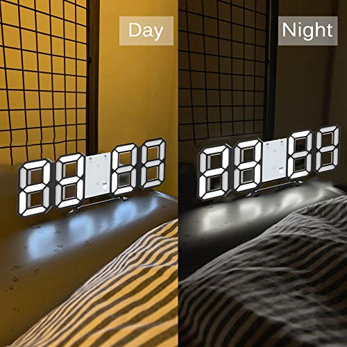 Reloj Despertador Digital 3D LED, 3D LED Reloj digital de Pared, Reloj de Pared electrónico LED, Luz Nocturna Regulable, para Pared/Escritorio/hogar/Sala de Estar