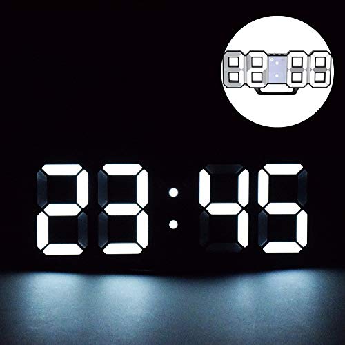 Reloj Despertador Digital 3D LED, 3D LED Reloj digital de Pared, Reloj de Pared electrónico LED, Luz Nocturna Regulable, para Pared/Escritorio/hogar/Sala de Estar