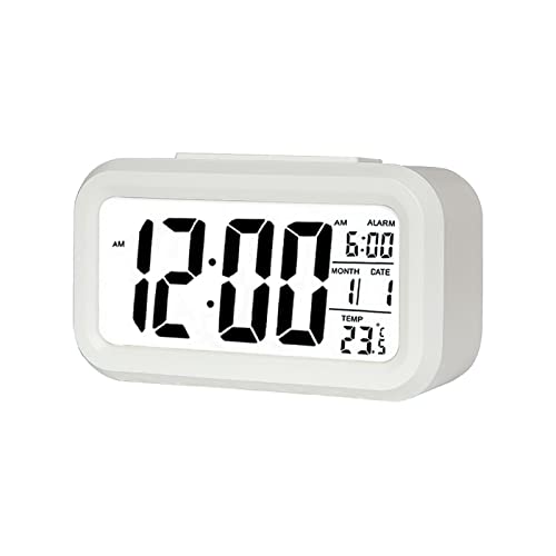 Reloj Despertador Digital, Jsdoin LED Pantalla Reloj Alarma Inteligente con Temperatura, Sensor de Brillo, 12/24 Horas, Función Snooze y Alarma para Dormitorio, Hogar, Oficina, Cocina