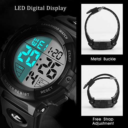 Reloj Digital para Hombre – Relojes Militares Deportivos 5 ATM Impermeable al Aire Libre Cronógrafo Militar Relojes de Pulsera para Hombres con Luz Trasera LED, Alarma, Fecha, a Prueba de Golpes