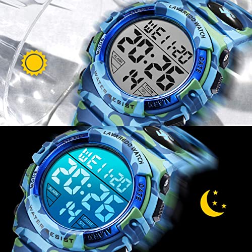 Reloj Digital para Niños, Reloj de Los Niños Deporte LED Impermeable Alarma Calendario Luminoso Multifuncional Cronógrafo Reloj de Pulsera para Niños