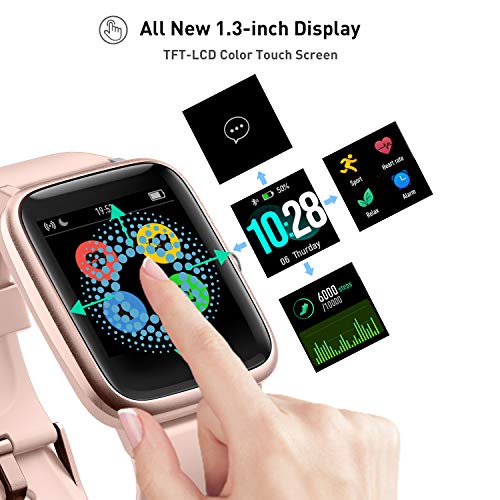 Reloj Inteligente Mujer,Smartwatch Hombre Impermeable IP68 Pulsera Actividad 1.3 Pulgada con Monitor de Ritmo cardíaco, Podómetro, Reloj Actividad para Xiaomi Huawei iPhone