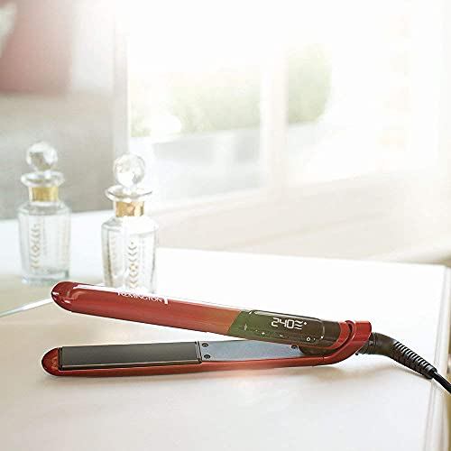 Remington Plancha de Pelo Silk - Cerámica, Digital, Placas Flotantes Extralargas, Resultados Profesionales, Rojo - S9600